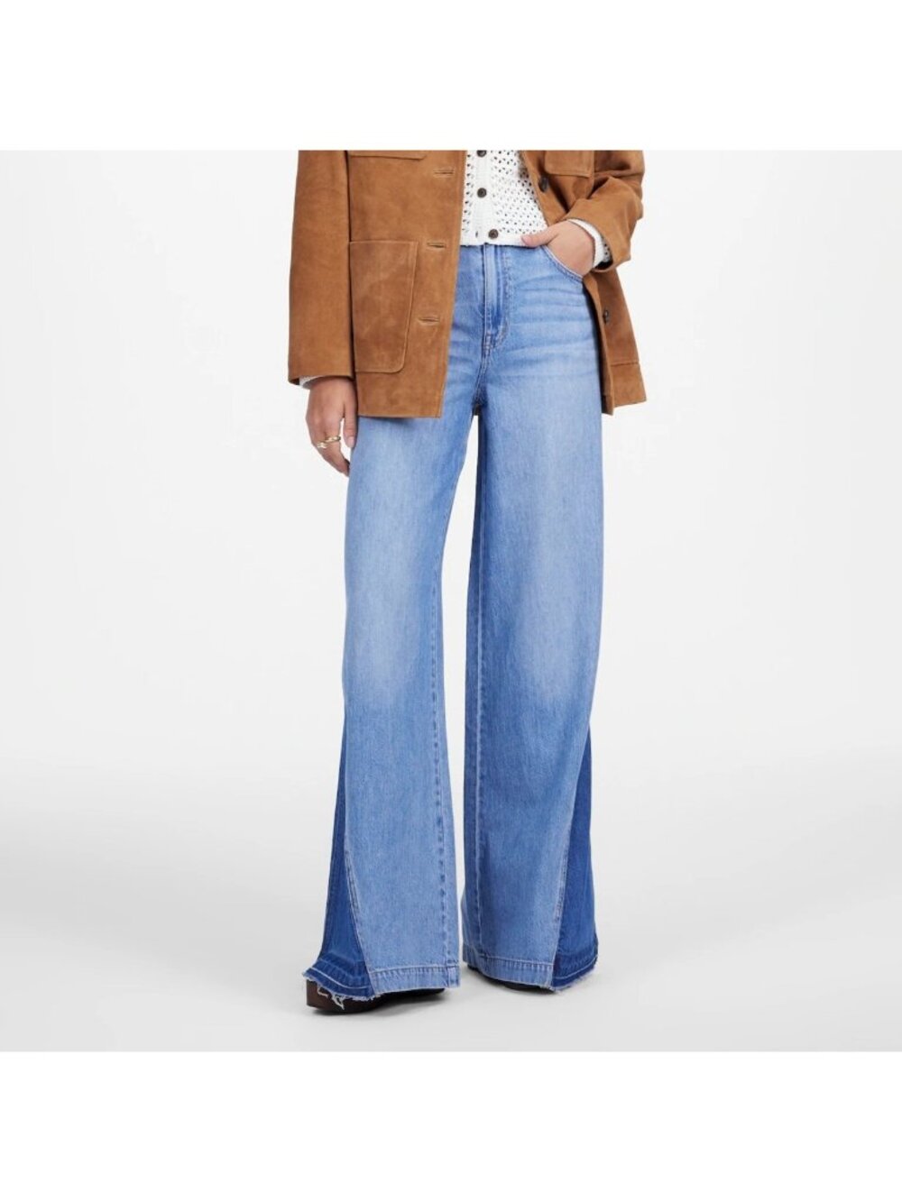 NWT Madewell Wide-Sweep Jeans Sz 26 Parsons Wash Airy Denim Boho Retro High Rise
